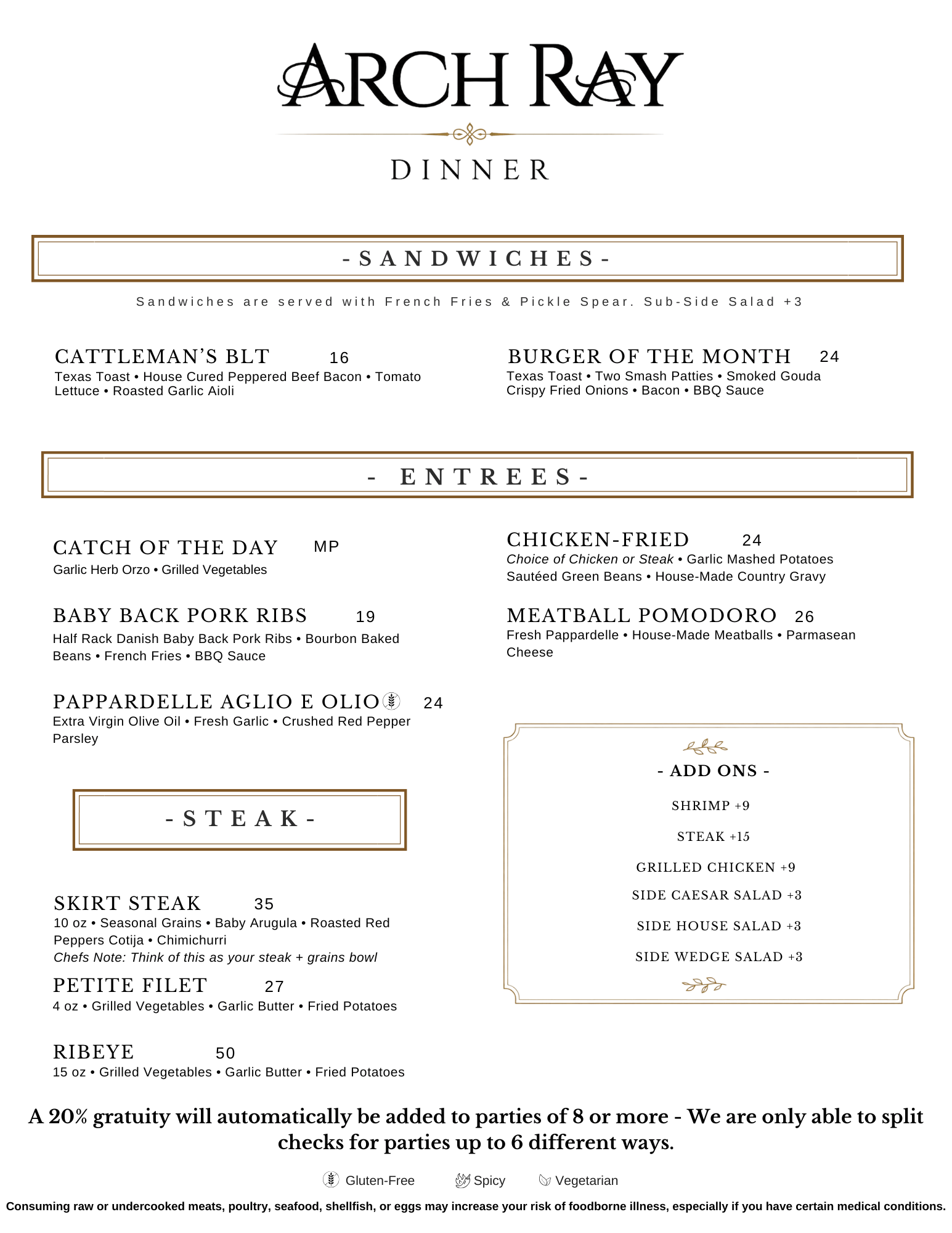 New Dinner Menu 51326
