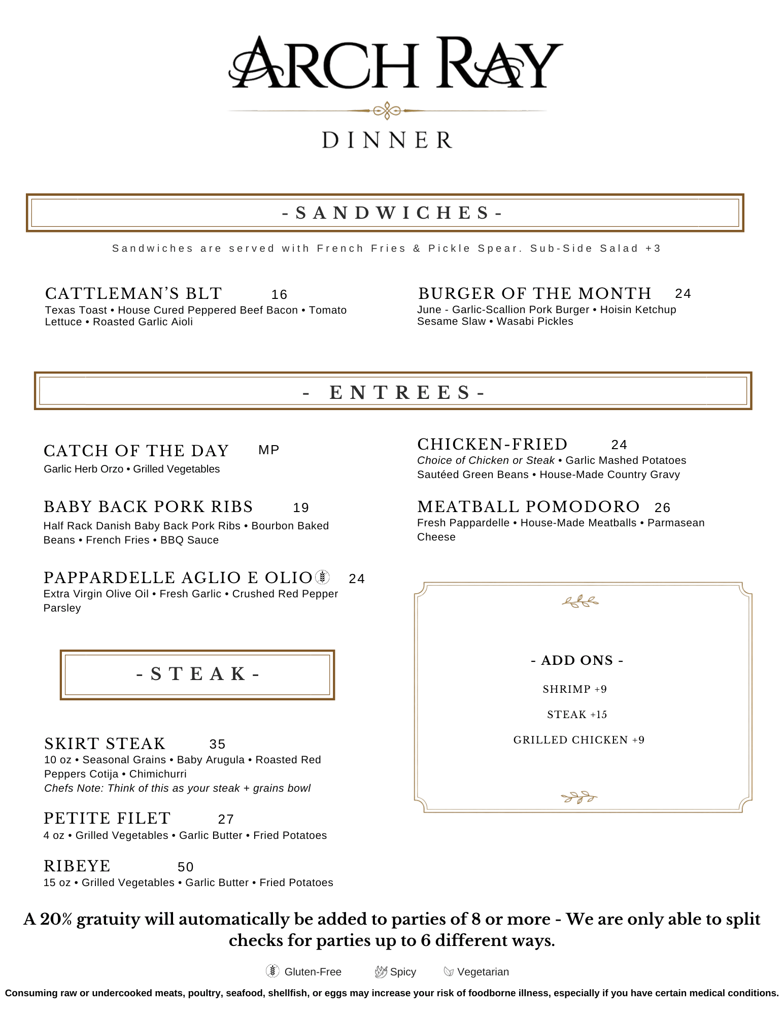 New Dinner Menu 51326