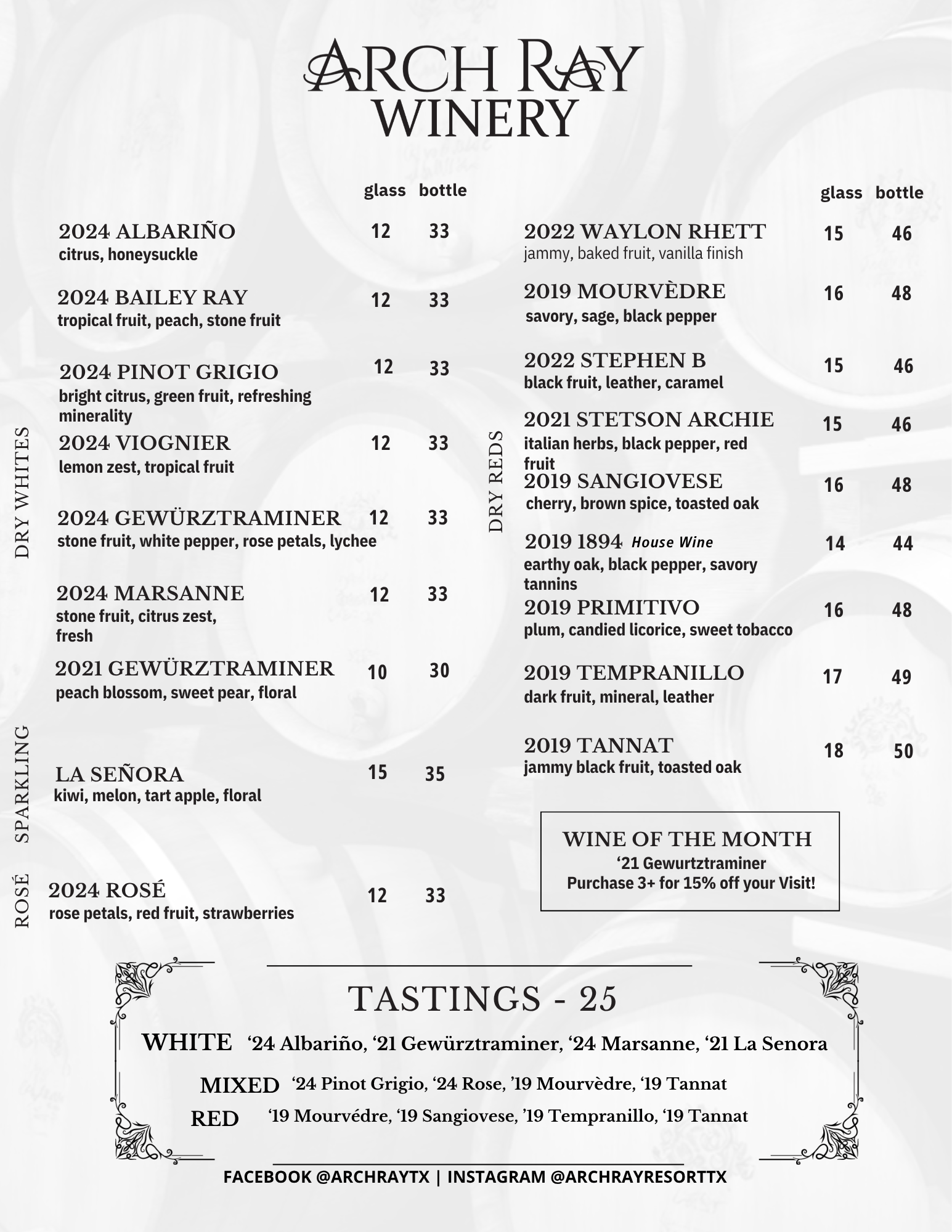 wine menu page